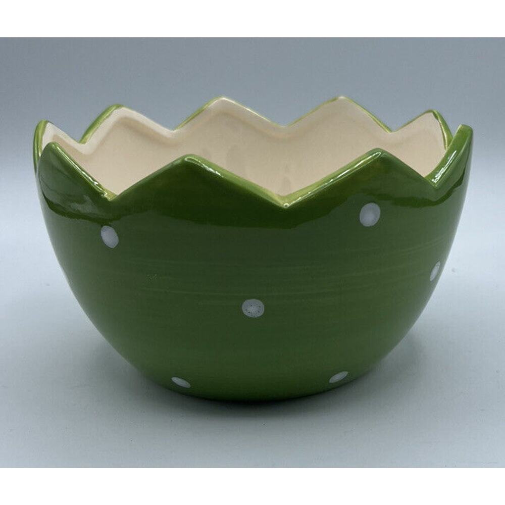 Bowl Planter Candy Dish Design Pac Hand wash Only No Micro Green White China 6"